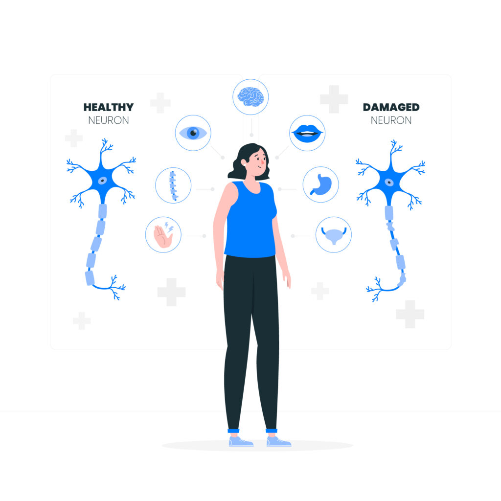 <a href="https://www.freepik.com/free-vector/multiple-sclerosis-concept-illustration_25457159.htm#query=brain%20nerves&position=5&from_view=search&track=sph">Image by storyset</a> on Freepik
Injuries nerves, neurons, and axons from concussions.